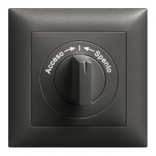 Frontset Acceso->I<-Spento EDIZIOdue schwarz 88×88mm für Drehschalter