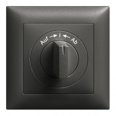 Frontset EDIZIOdue Auf->I<-Ab 88×88mm schwarz für Drehschalter
