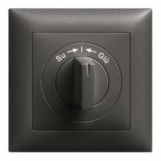Frontset EDIZIOdue Su->I<-Giú 88×88mm schwarz für Drehschalter