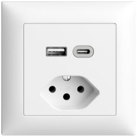 UP-Steckdose USB Typ A+C + Typ 13 Feller EDIZIOdue FMI 230V 3000mA weiss