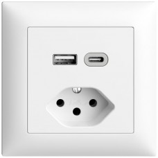 UP-Steckdose USB Typ A+C + Typ 13 Feller EDIZIOdue FMI 230V 3000mA weiss