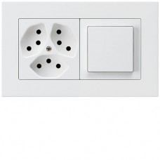 UP-Kombination Hager kallysto.pro Gr.I-I, horizontal, 3×Typ 13 + Schalter S3 weiss