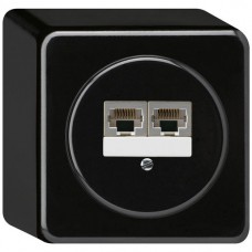AP-Dose Hager basico 2×RJ45s getrennt UKV schwarz AP-Dose Hager basico 2×RJ45s getrennt UKV schwarz