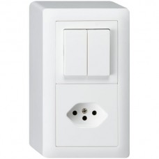 AP-Kombination I-I Hager kallysto 1/1L +Typ 13 weiss ST KX 