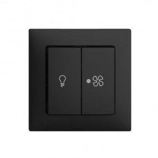 L-Druckschalter für Licht/Ventilation EDIZIOdue 3+3/1L schwarz LED gelb F