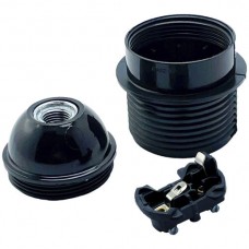 Lampenfassung E27 Thermoplast Gewindemantel Bördel schwarz
