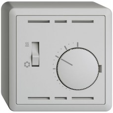 AP-Thermostat EDIZIOdue mit Schalter Heizen/Kühlen 74×74mm hellgrau