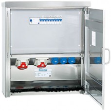 AP-Verteiler Edelstahl A2 IP44 Steckdose 1xCEE 16A/32A, 3xT23