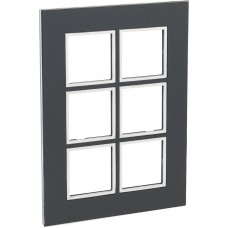 Abdeckrahmen Legrand Arteor 2x3 Modul Glas-schwarz mit Zierrahmen