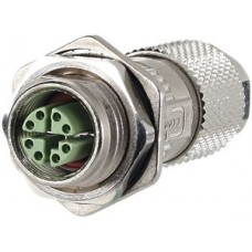 Buchse M12-X Kat.6A geschirmt feldkonfektionierbar mit Flansch IP67