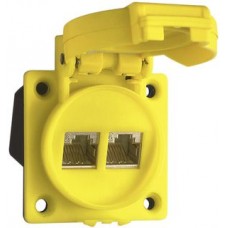 EB-Dose 2×RJ45 IP67 mit Deckel IDC Kat. 6a geschirmt gelb