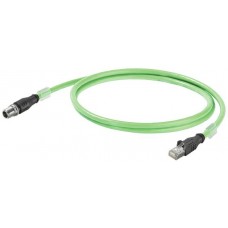 Anschlusskabel Weidmüller EIP Cat.6 PUR RJ45/M12 X-Type Stift gerade 2m grün