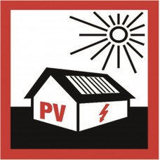 Etikette für Solaranlage PV Feuerwehr rot/schwarz 50x60mm