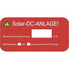 Etikette für Solar-DC-Anlage Sprache Deutsch rot