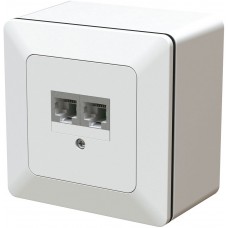 AP-Anschlussdose Max Hauri priamos 2×RJ45 Kat.5e 2×4-polig weiss