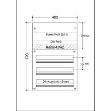 AP-Sicherungsverteiler HAG 3-Reihen/72Mo 480x720x97mm oben geschlossen