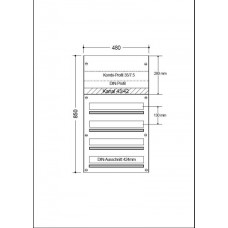 AP-Sicherungsverteiler HAG 4-Reihen/96TE 480x850x97mm oben geschlossen