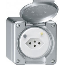 AP-Steckdose Hager robusto T13 FI 30mA alu look