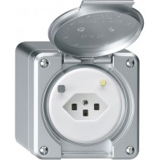 AP-FI-Steckdose Hager robusto T23 30mA alu