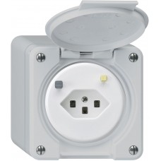 AP-FI-Steckdose Hager robusto T23 30mA hellgrau mit Shutter