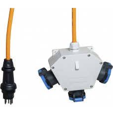Kreuzverteiler Demelectric DB34225 3×T13 1.5m 5×1.5mm² Stecker T15