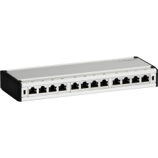 Patch box mini 12×RJ45 Kat.6 STP alu-grau geschirmt