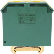 Schutzleiterklemme Woertz 30550/70V 70mm² Schraub 23x71x74mm DIN35 grün-gelb