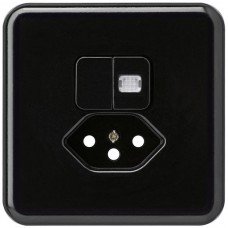 UP-Frontset Hager basico schwarz 86x86mm 1 Linse für Gr.I 1/T13