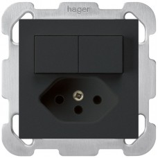 UP-Kombination 2xA-R/1P+T13 schwarz Hager kallysto mit Kinderschutz B UP-Kombination 2xA-R/1P+T13 schwarz Hager kallysto mit Kinderschutz B