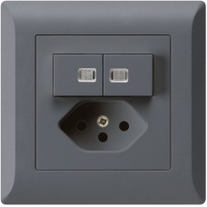 UP-Leuchtkombination Hager kallysto.line 2×A-R/1P+T13 anthrazit 2 Linsen C