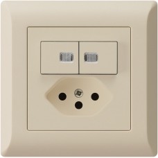 UP-Leuchtkombination Hager kallysto.line 2×A-R/1P+T13 beige 2 Linsen C