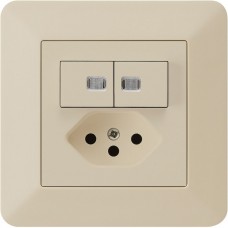 UP-Leuchtkombination Hager kallysto.trend 2×A-R/1P+T13 beige 2 Linsen C