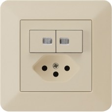 UP-Leuchtkombination 2×A-R/1P+T13 beige 2 Linsen mit Kinderschutz C