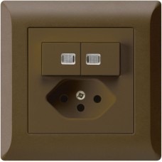 UP-Leuchtkombination Hager kallysto.line 2×A-R/1P+T13 braun 2 Linsen mit Kinderschutz C