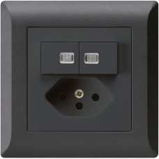 UP-Leuchtkombination Hager kallysto.line 2xA-R/1P+T13 schwarz 2 Linsen C