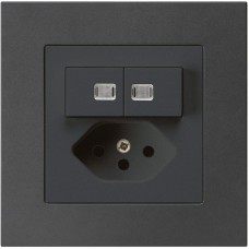 UP-Leuchtkombination Hager kallysto.pro 2×A-R/1P+T13 schwarz 2 Linsen mit Kinderschutz C