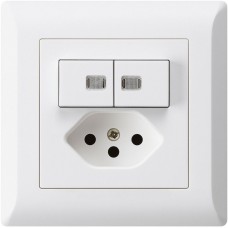 UP-Leuchtkombination Hager kallysto.line 2×A-R/1P+T13 weiss 2 Linsen mit Kinderschutz C
