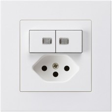 UP-Leuchtkombination Hager kallysto.pro 2×A-R/1P+T13 weiss 2 Linsen mit Kinderschutz C