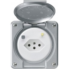 UP-Steckdose Hager robusto C T13 FI 30mA alu mit Shutter