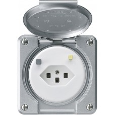 UP-Steckdose Hager robusto C T23 FI 30mA alu mit Shutter