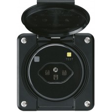 UP-Steckdose Hager robusto C T23 FI 30mA schwarz mit Shutter