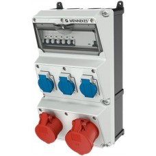 Wand-Stromverteiler Mennekes AMAXX IP44 3xT23 1xCEE 16A 1xCEE 32A grau-schwarz
