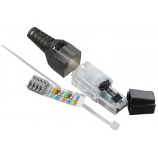Feldstecker Schneider Electric RJ45/u Kat.6 AWG23-26 Ø6-9mm gerade schwarz - 5 Stück