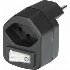 Abzweigstecker Max Hauri 1×T13 schwarz mit Schalter
