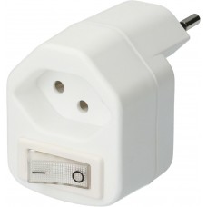 Abzweigstecker Max Hauri 1×T13 weiss mit Schalter