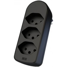 Dreifachstecker T13 10A 250V 3×Front drehbar schwarz