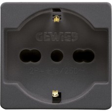 EB-Steckdose GEWISS CHORUS Schuko/Typ L Schraubklemmen 44,2x44mm 2 Module schwarz