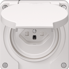 FI-Steckdose NEVO N.CO 30mA Typ 23 mit Shutter mit Anschlussklemmen weiss für Kombination