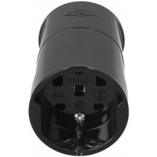 Kupplungssteckdose Max Hauri TH T25 3L+N+PE 16A 400/250V horizontal Ø12.5mm schwarz