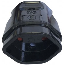 Kupplungssteckdose T13 ELBRO 10A 250V S+ Ø9.6mm IP20 schwarz